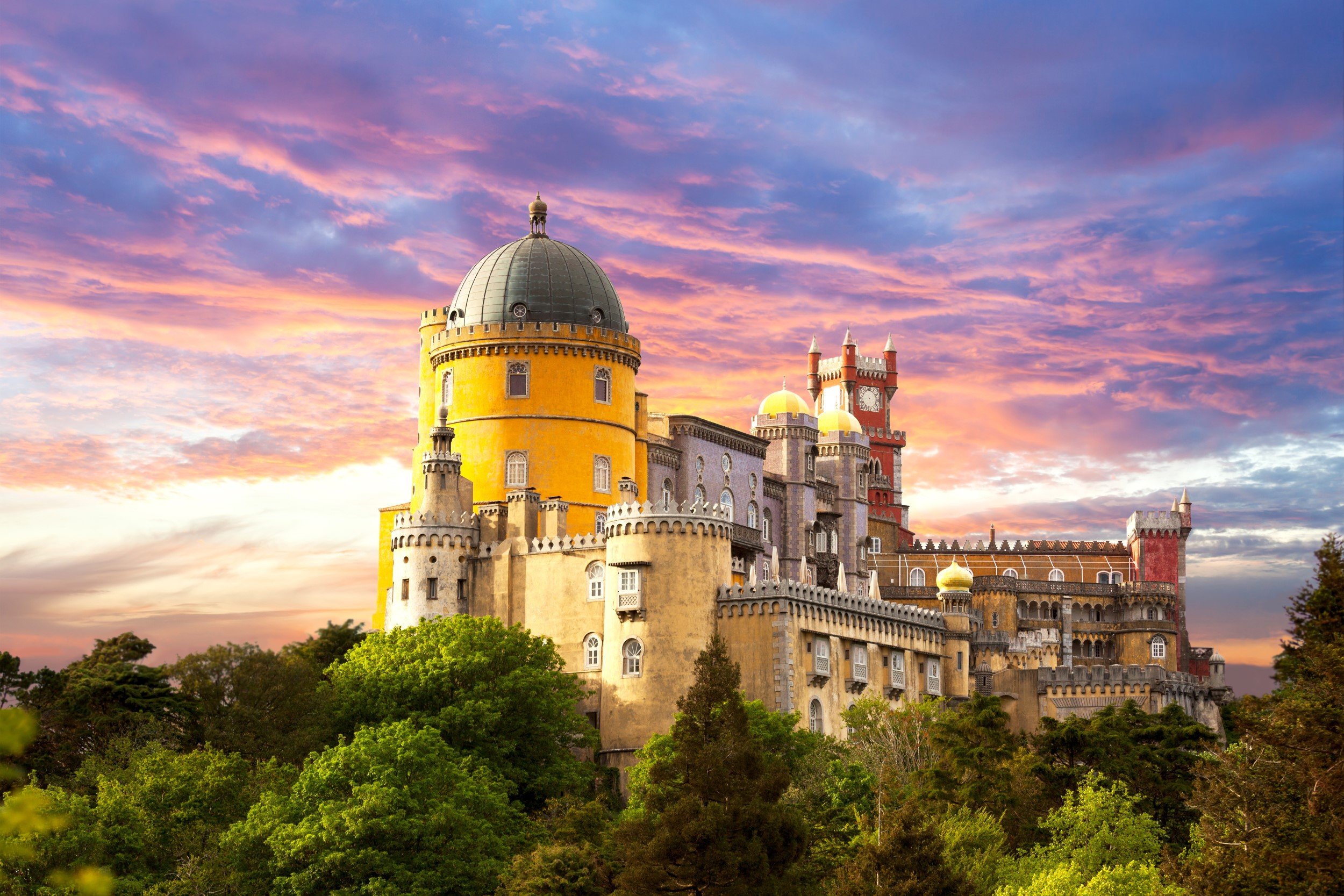Pena Palace in Sintra at golden hour